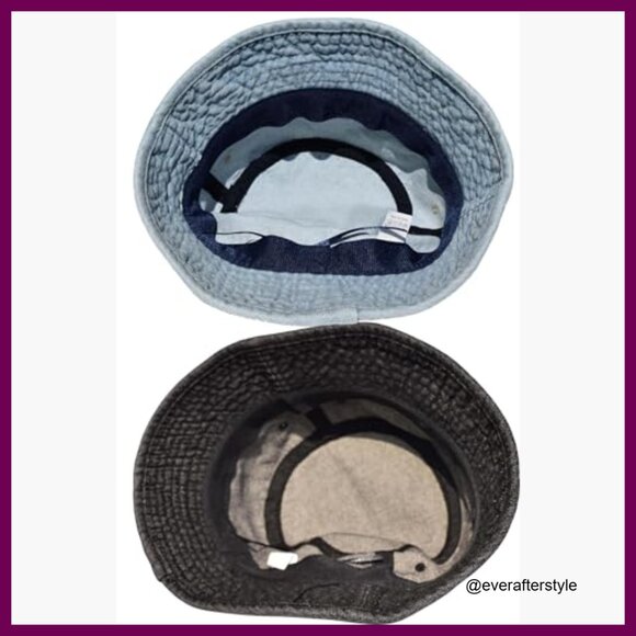 Cotton Denim Bucket Hats Packable Vintage Washed Adjustable Sun Caps main image 4